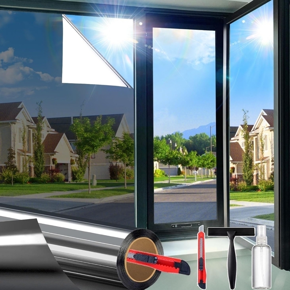 One Way UV Blocking Window Privacy Tint Film, Black-Silver, 29.5in x 78.74in